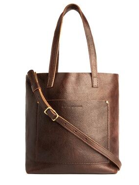 Portland Leather Coldbrew Brown Crossbody Tote Bag with Adjustable Strap